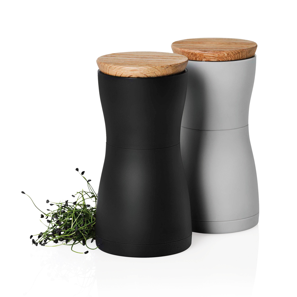 Ensemble moulins sel et poivre personnalisable Twin noir / blanc